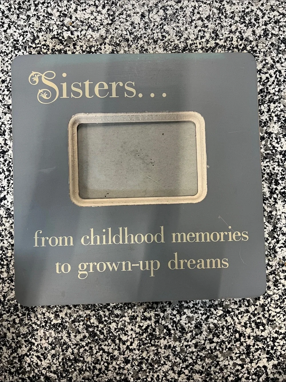 Sisters Picture Frame in Gray with Cream Lettering